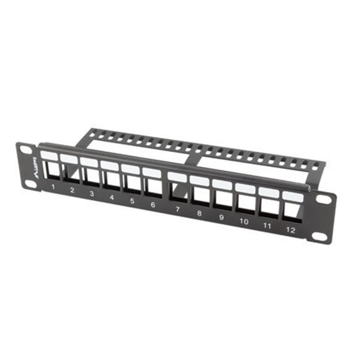 Patch panel Lanberg 12 portas 1U organizador módulos keystone preto…