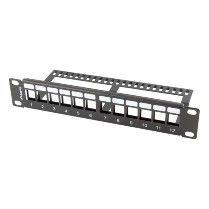 Patch panel Lanberg 12 portas 1U organizador módulos keystone preto…