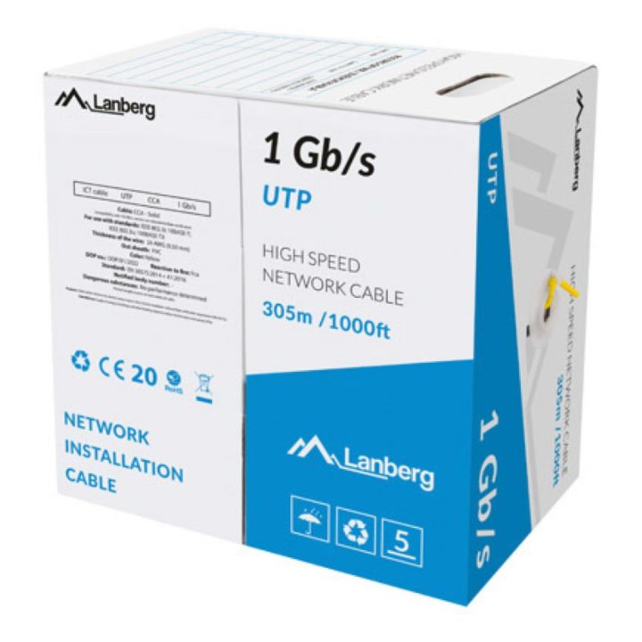 Lanberg LCU6-10CC-0305-Y Network Cable Yellow 305 m U/UTP (UTP)