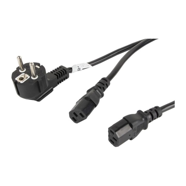 Cabo de alimentação Lanberg Schuko CEE 7/7 para 2x IEC320 C13 2m…