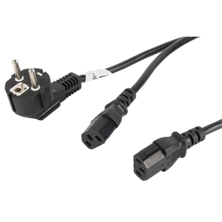Lanberg Power Cable Schuko CEE 7/7 to 2x IEC320 C13 2m…