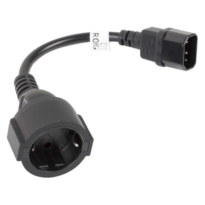 Lanberg Cable IEC 320 C14-Schuko Adapter 20cm (CA-C14E-10CC-0018-BK)