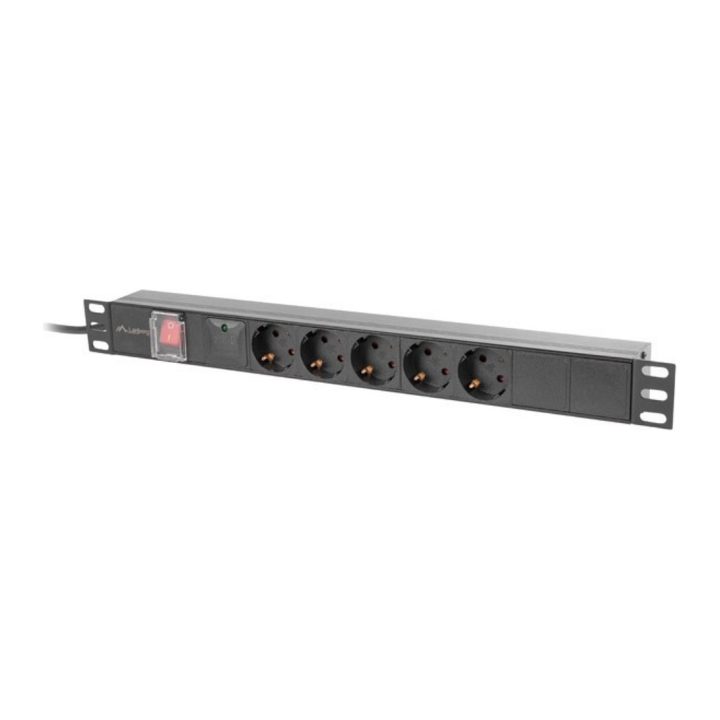 Lanberg 1U 16A 19-inch Rack PDU 5x Schuko Sockets Black 2m…