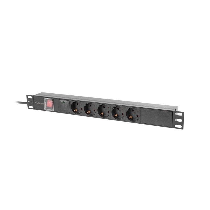 Lanberg 1U 16A 19-inch Rack PDU 5x Schuko Sockets Black 2m…