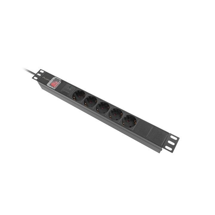 Barra de tomadas Lanberg 1U 16A rack 19 polegadas 5x tomada schuko…