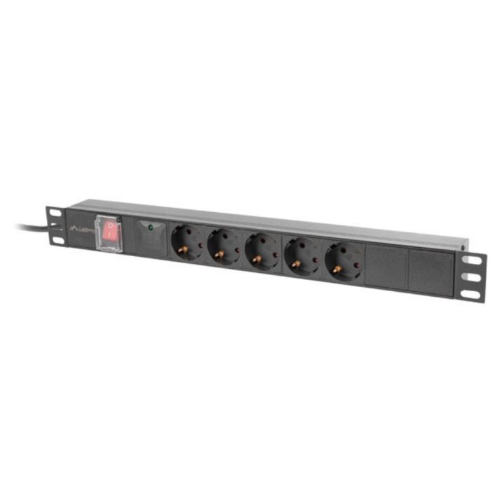 Lanberg 1U 16A 19-inch Rack PDU 5x Schuko Sockets Black 2m…