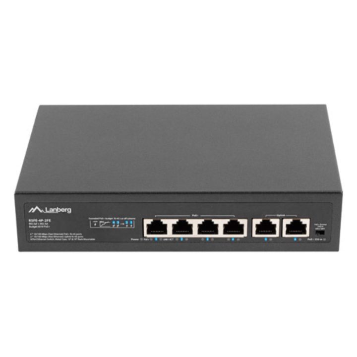 Lanberg RSFE-4P-2FE-60 Unmanaged Fast Ethernet (10/100) Switch Power…