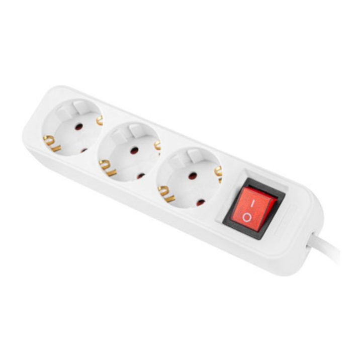 Lanberg 3-outlet Schuko power strip with child protection white 1.5m…