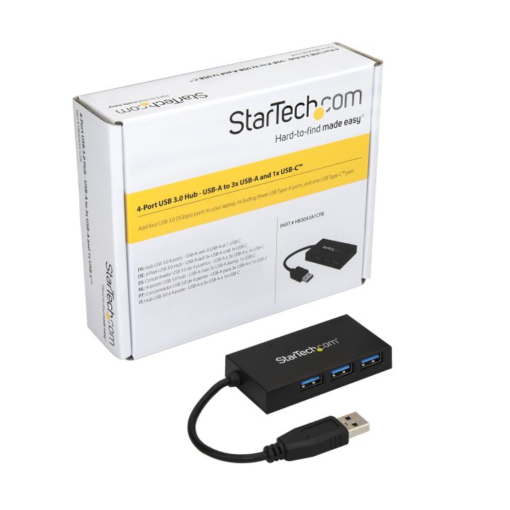 StarTech.com 4-Port USB 3.0 Hub - USB Type-A Hub with 1 USB-C Port…