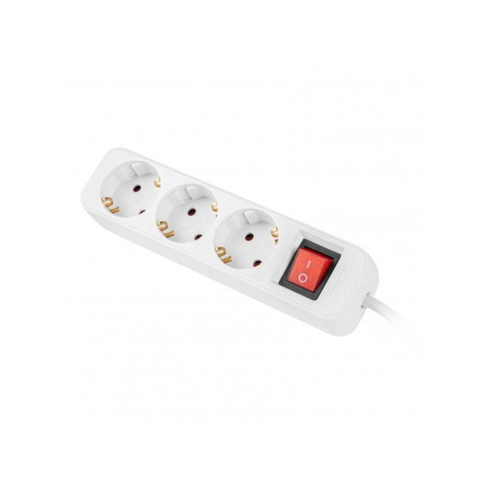 Lanberg 3-outlet Schuko power strip with child protection white 1.5m…
