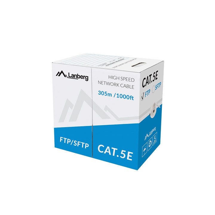 Bobina cat.5e Lanberg FTP RJ45 cobre sólido fluke tested AWG24 305m…