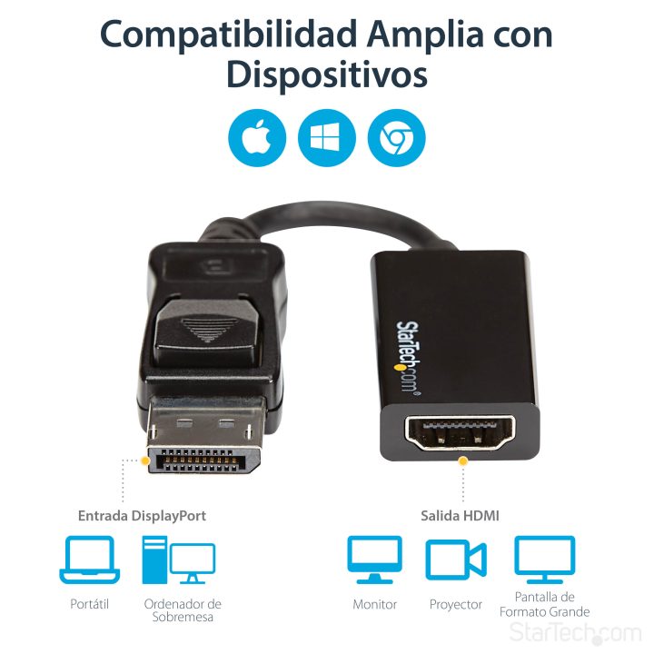StarTech.com Adaptador DisplayPort para HDMI - 4K 60Hz - Conversor…