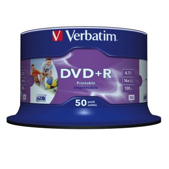 Verbatim DVD+R Wide Inkjet Printable No ID Brand 4.7 GB 50 piece(s)