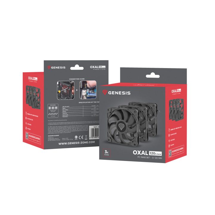 GENESIS Oxal 120 Carcaça de PC Ventilador 12 cm Preto 3 peça(s)