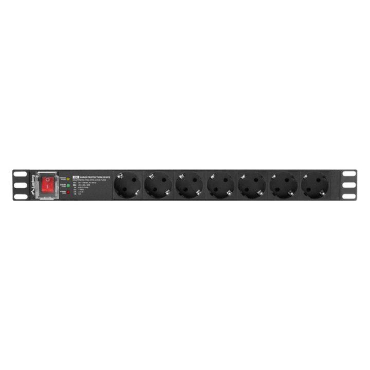 Regleta Lanberg 1u 16A 7x schuko rack 19 pulgadas 2m negro…