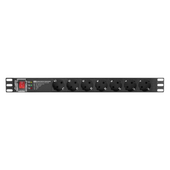 Regleta Lanberg 1u 16A 7x schuko rack 19 pulgadas 2m negro…