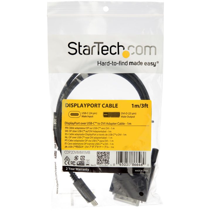 StarTech.com 1m USB-C to DVI Cable - 1920 x 1200 - Black