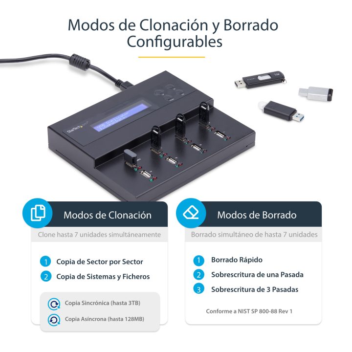 StarTech.com Clonador Autónomo 1:7 para Memórias USB - Copiador de…