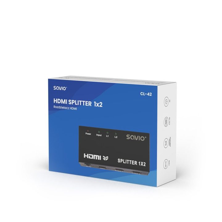 SAVIO CL-42 1x2 HDMI Splitter Full HD 3D Black (SAVKABELCL-42)