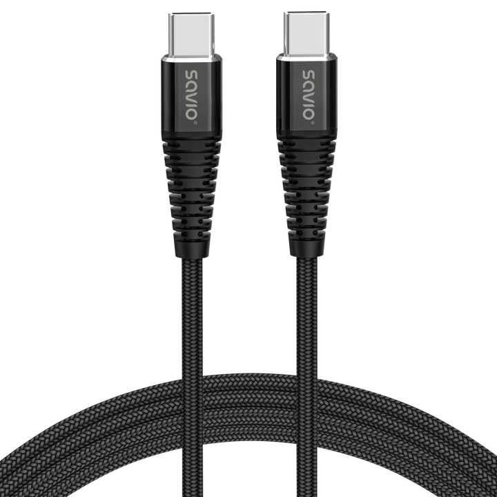 Savio CL-159 USB-C to USB-C Cable 5A 1m Black
