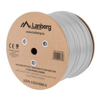 Bobina cat.7 Lanberg sftp 305m solid cu LSZH cpr + fluke passed gris…