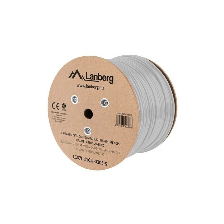 Lanberg Cat.7 SFTP 305m Solid CU LSZH CPR + Fluke Passed Gray Coil…