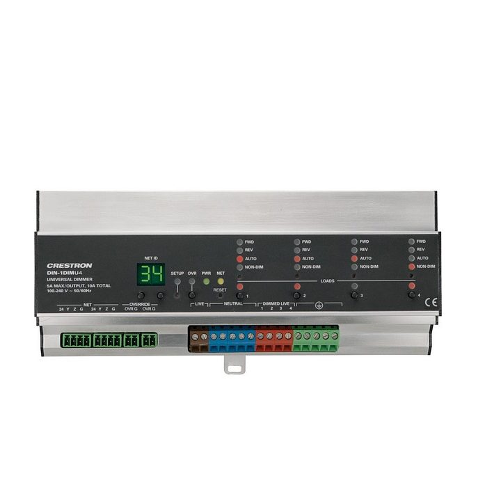 Crestron din rail universal dimmer, 1 feed, 4 channels (din-1DIMU4)…