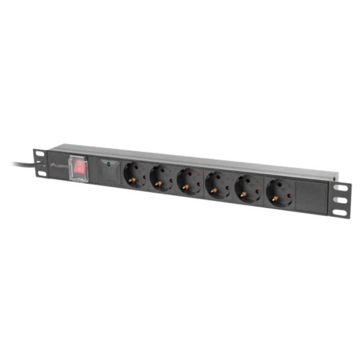 Lanberg PDU-06F-0200-BK Power Distribution Unit (PDU) 6 AC Outlets 1U…