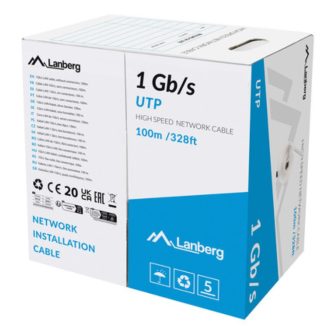 Bobina 1GB-s Lanberg u-UTP RJ45 sólido cca AWG23 100m cinzento…