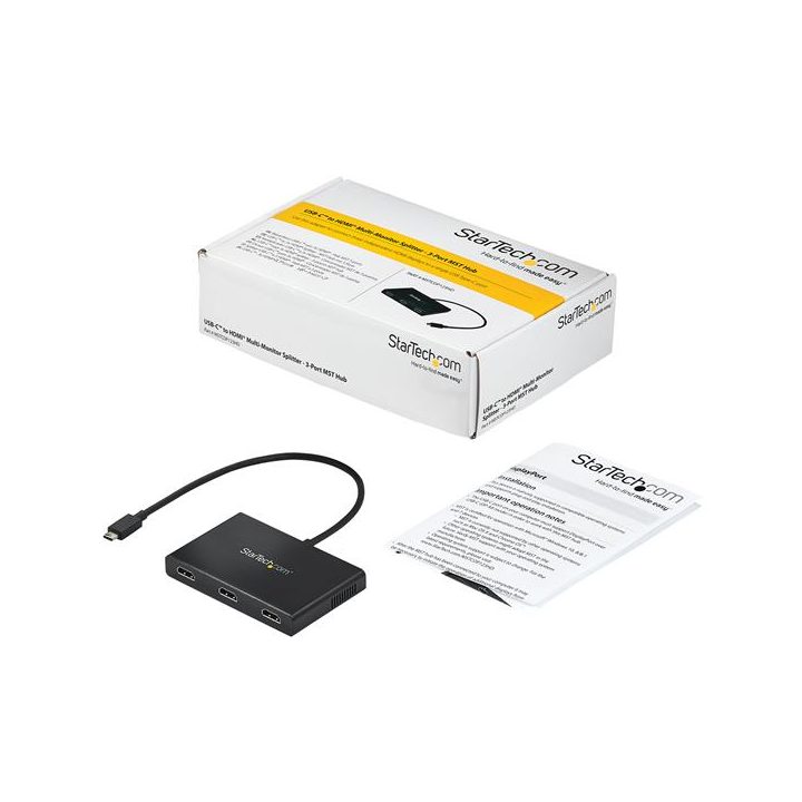StarTech.com 3-Port USB-C Multi-Monitor Adapter - MST USB Type-C Hub…