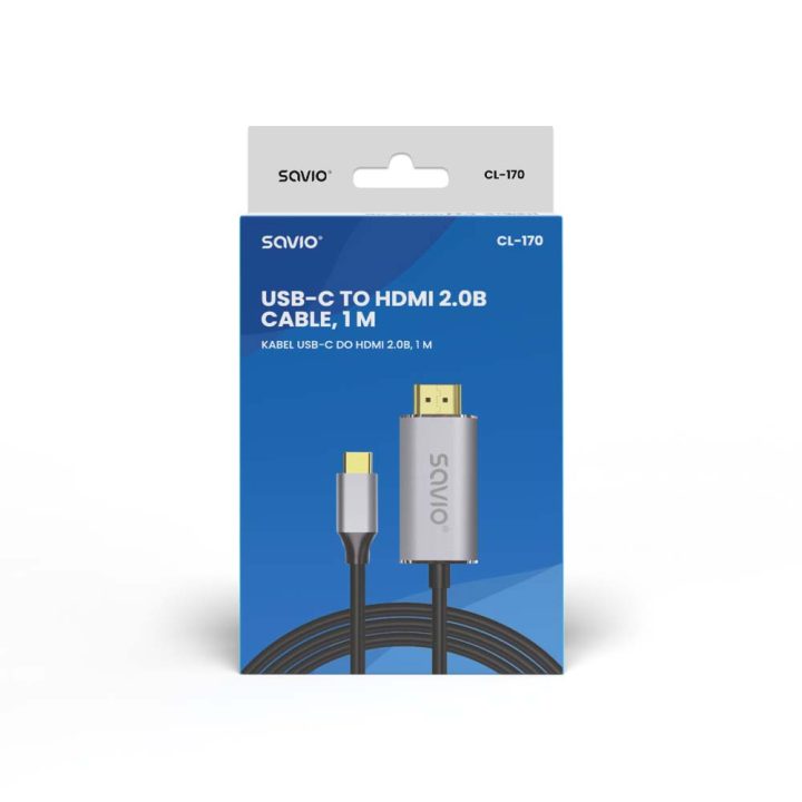 Cabo USB-C para HDMI savio cl-170 2 m