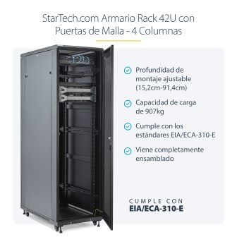 StarTech.com Armário de Rack de Equipamentos de 4 Colunas 42U -…