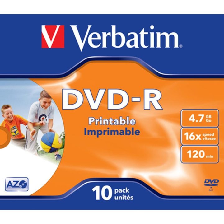 Verbatim DVD-R 4.7GB 16x Jewel Case 10UDS Printable (43521)