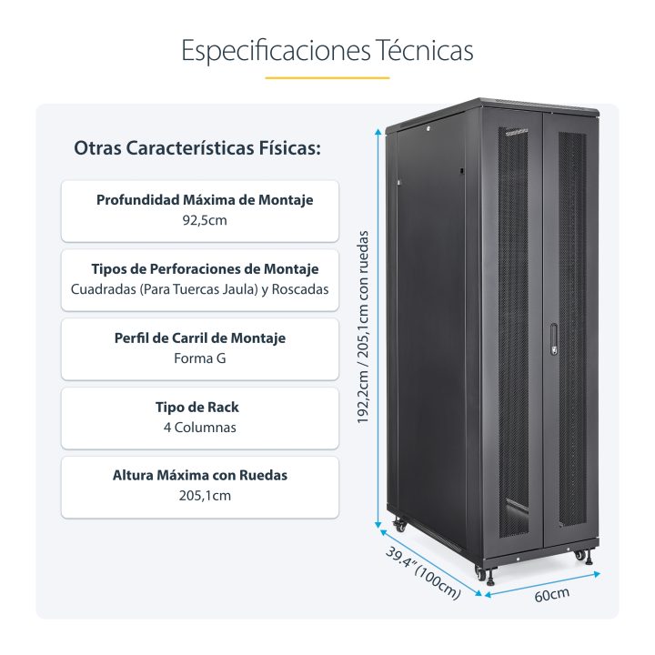 StarTech.com 4-Post Rack Cabinet 42U - 36in Depth - 19-Inch Rack…