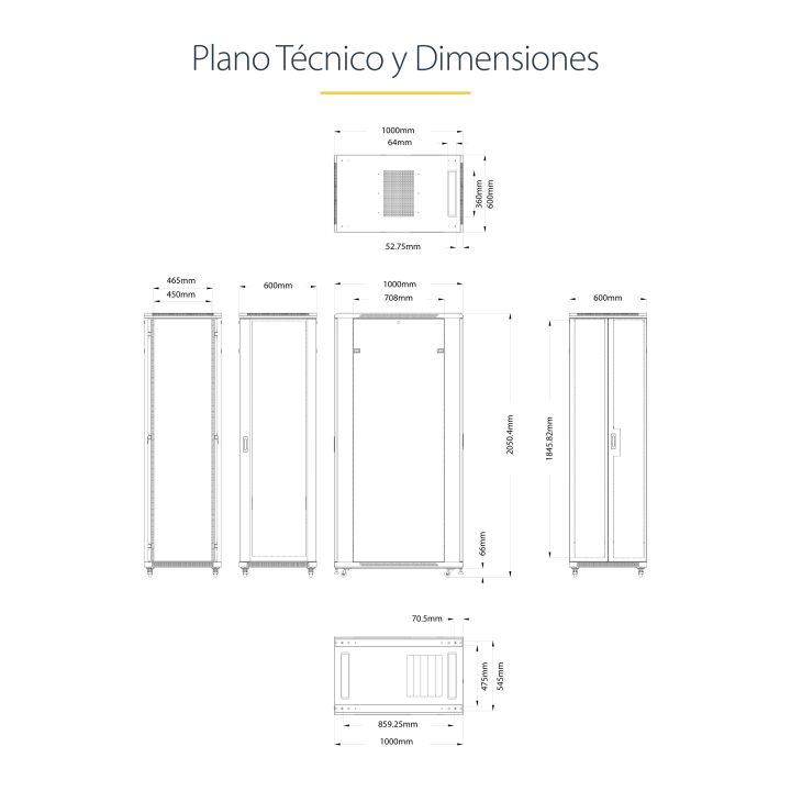 StarTech.com Armário de Rack de Equipamentos de 4 Colunas 42U -…