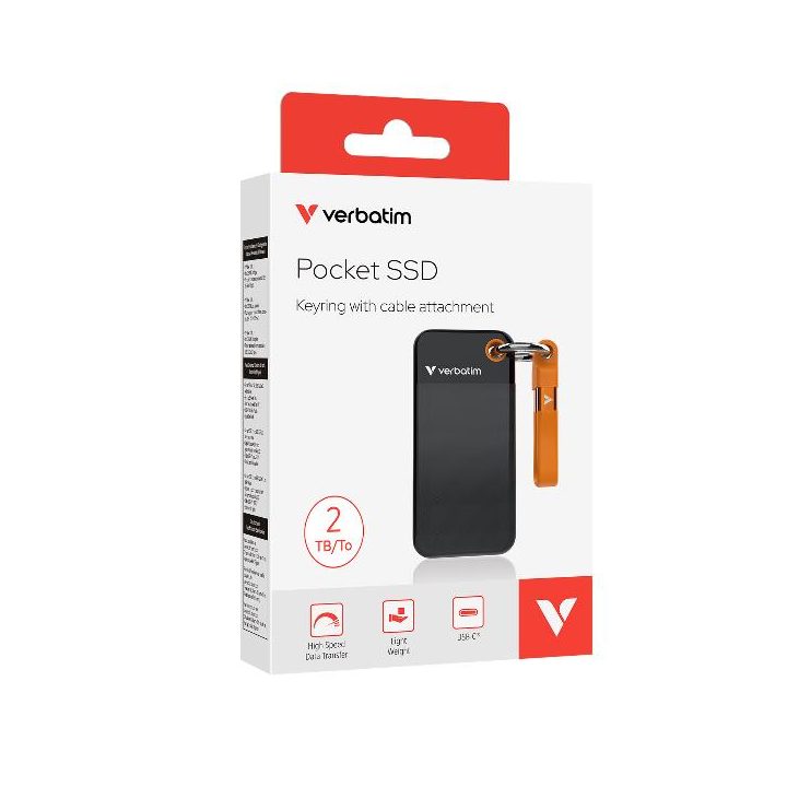 Verbatim Pocket SSD 2 TB USB Type-C 3.2 Gen 2 (3.1 Gen 2) Black…