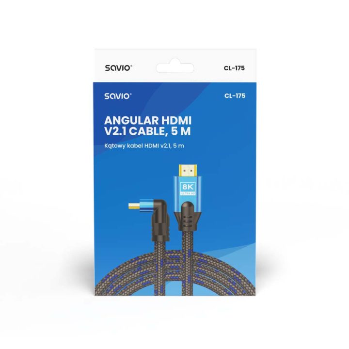 Cable HDMI savio acodado cl-175 5 m