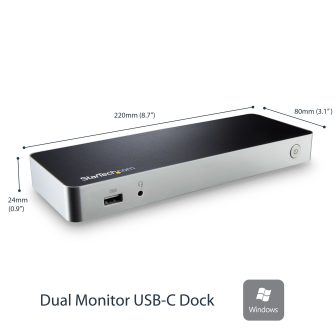 StarTech.com USB-C Docking Station for 2 Monitors - 60 W PD for…