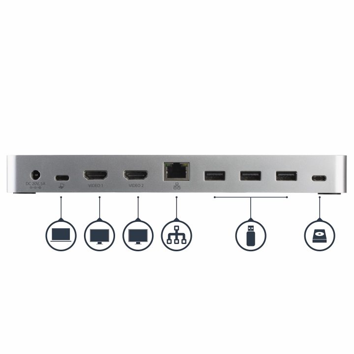 StarTech.com Estação de Acolhimento USB C para 2 Monitores - PD de 60…