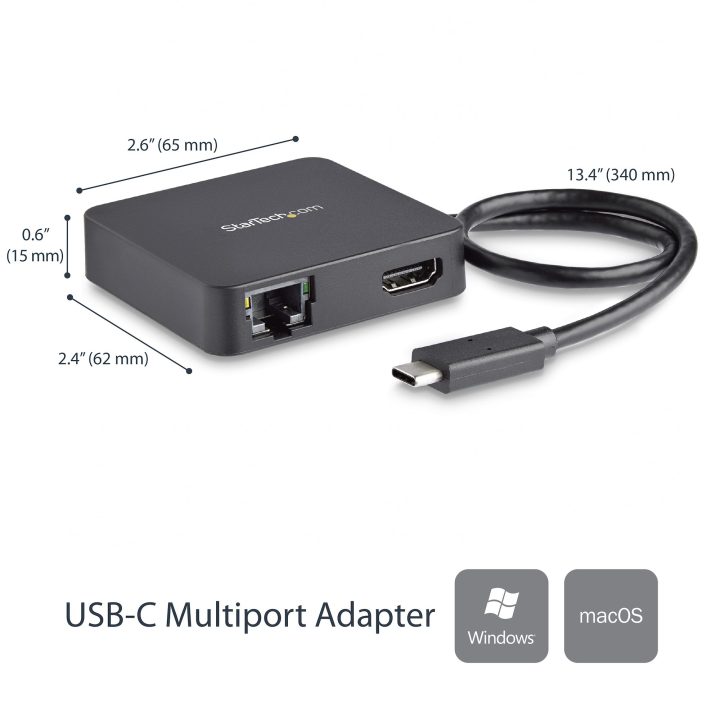 StarTech.com USB-C Multiport Adapter - Portable USB-C Mini Dock 4K…