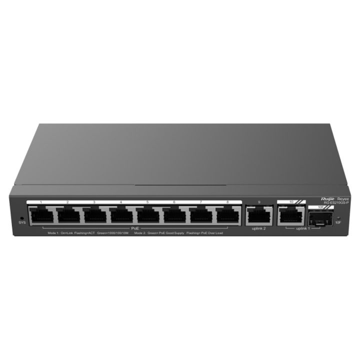 Ruijie Networks Reyee RG-ES210GS-P Switch 8xG 2xUpL 1xSFP C PoE 12