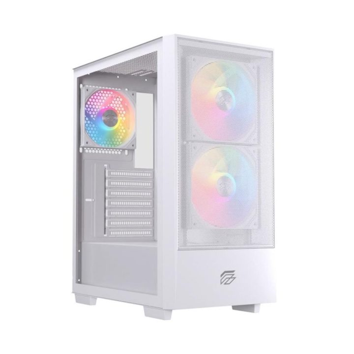 Gabinete de PC gaming Einarex P100 ATX RGB vidro temperado branco…