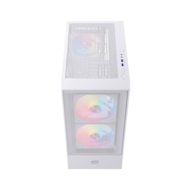 Einarex P100 ATX RGB Gaming PC Case Tempered Glass White…