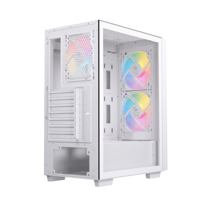 Einarex P100 ATX RGB Gaming PC Case Tempered Glass White…