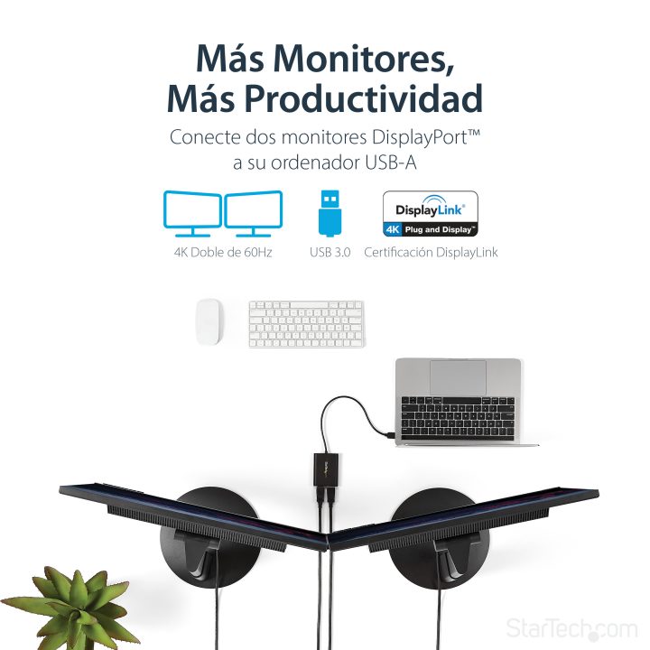StarTech.com Adaptador Gráfico Externo USB 3.0 a DisplayPort Doble…