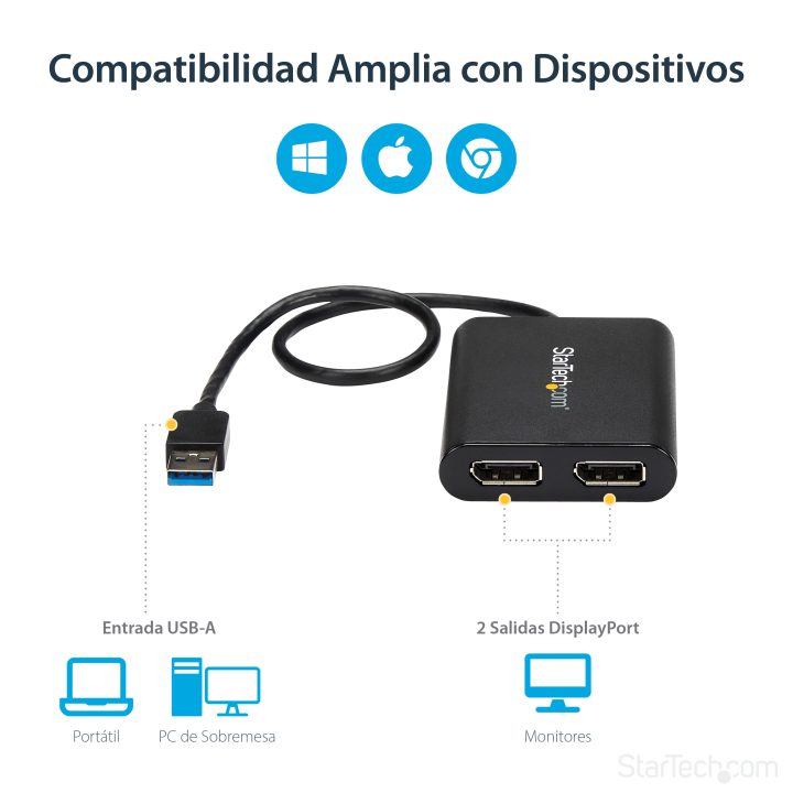 StarTech.com External USB 3.0 to Dual 4K60 DisplayPort Graphics…