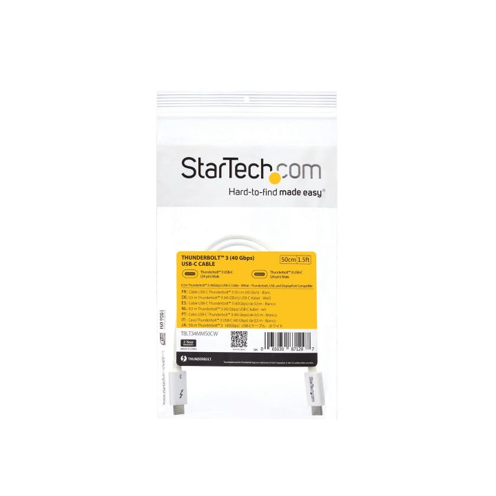 StarTech.com Cable Thunderbolt 3 Pasivo 50cm - 40Gbps - PD 100W -…