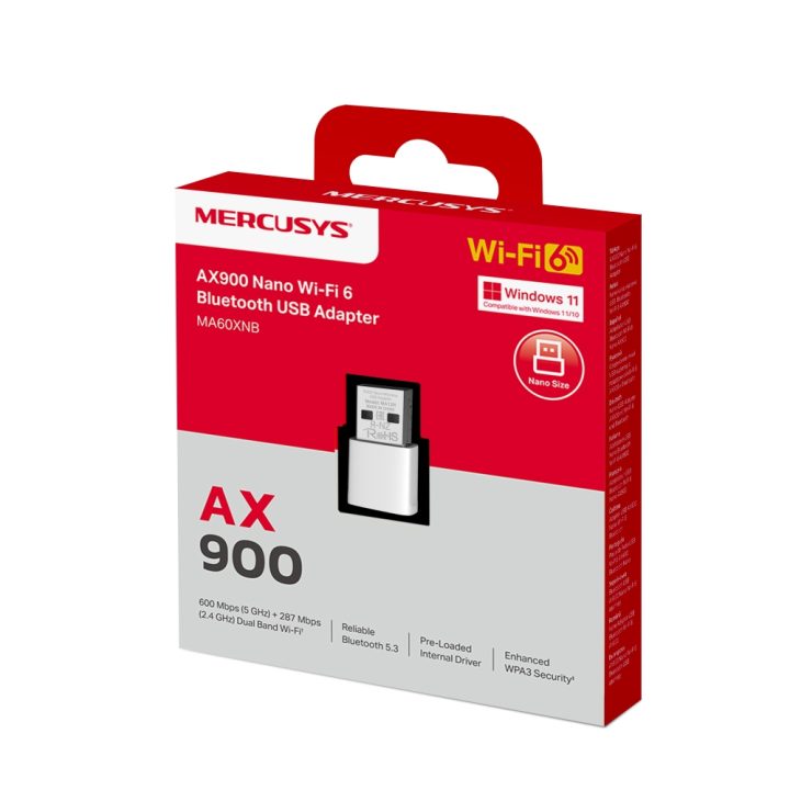 Adaptador WIFI6 - Bluetooth USB tipo A Mercusys MA60XNB AX900