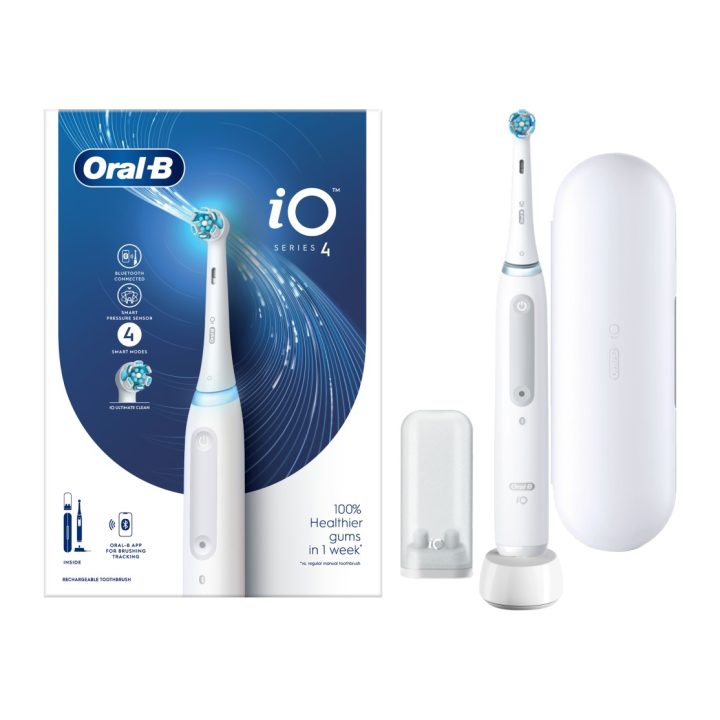 Braun Oral-B iO 4 Escova de dentes elétrica para adultos, branca