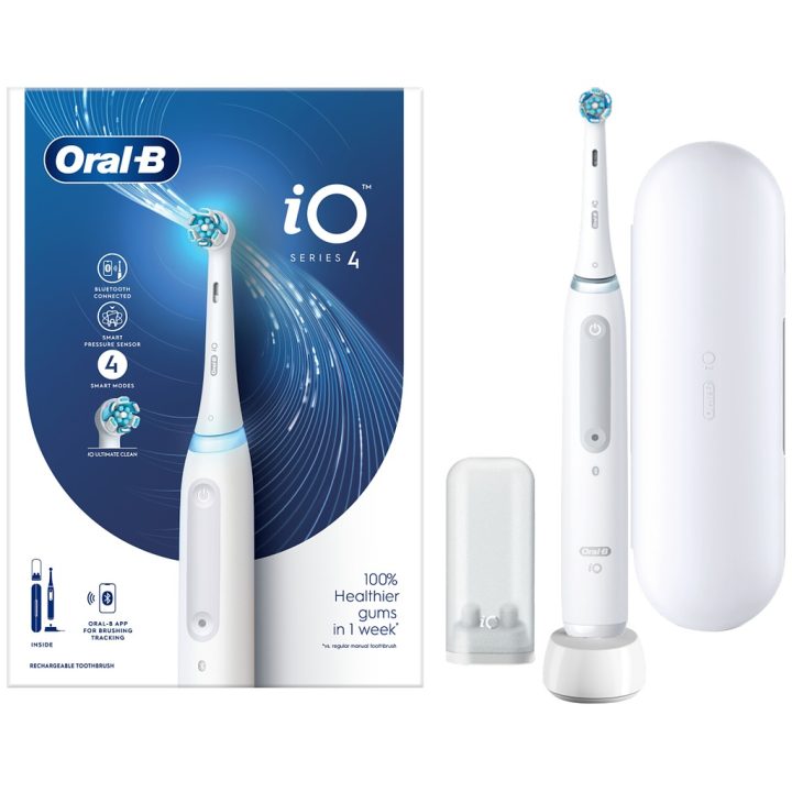 Braun Oral-B iO 4 Escova de dentes elétrica para adultos, branca